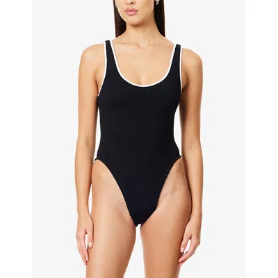 Hunza G Womens Black Faye Seersucker Swimsuit In Black