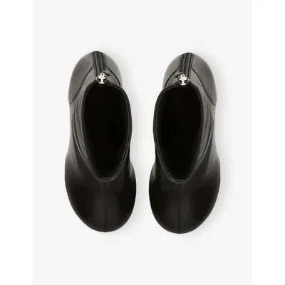 Amina Muaddi Leather Iris Ankle Boots 95 In Black