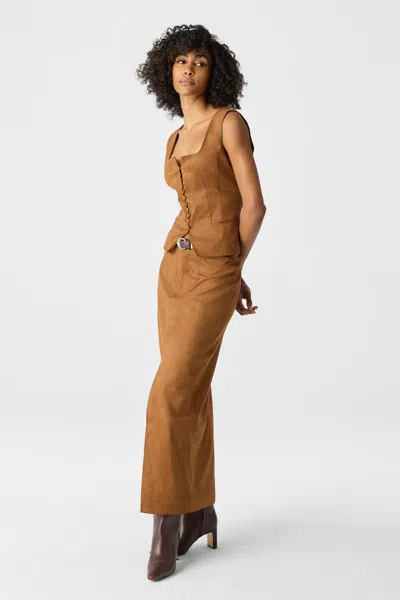 Toccin Pos - Ariana Sculpted Sleeveless Button-front Top In Brown