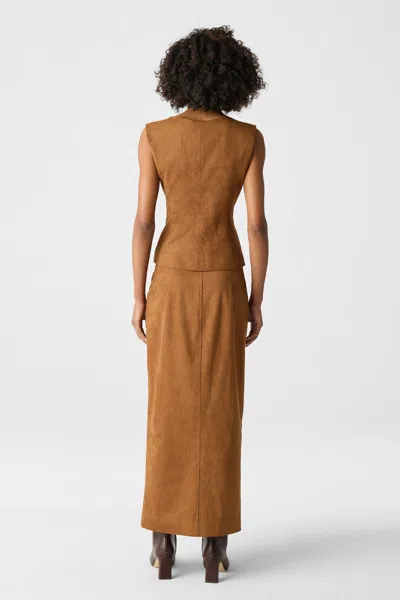 Toccin Pos - Ariana Sculpted Sleeveless Button-front Top In Brown