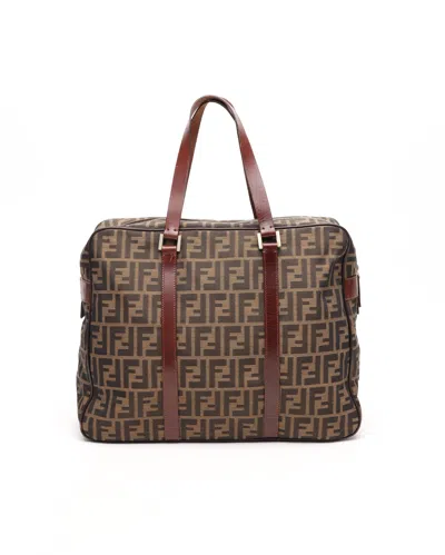 Fendi Zucca Tote Bag In Brown