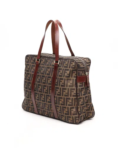 Fendi Zucca Tote Bag In Brown