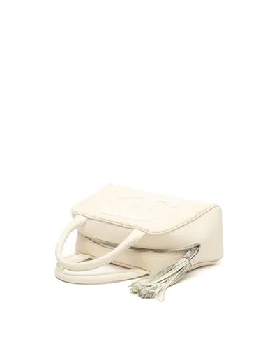 Pre-owned Chanel Tassel Cc Boston Bag In White