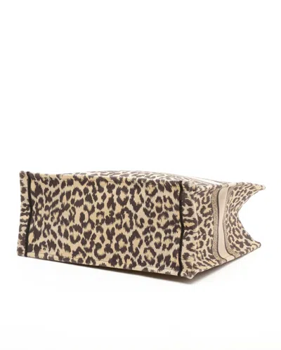 Dior Christian  Large Leopard Mizza Book Tote Bag In Brown