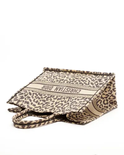 Dior Christian  Large Leopard Mizza Book Tote Bag In Brown