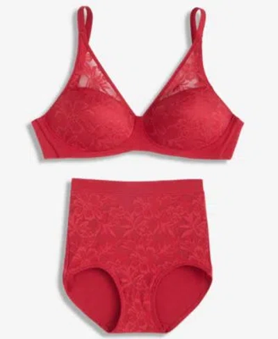 Bali Womens Breathe Wireless T Shirt Bra High Rise Brief Underwear In Brown