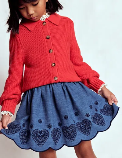 Boden Embroidered Pull On Skirt Chambray  In Blue