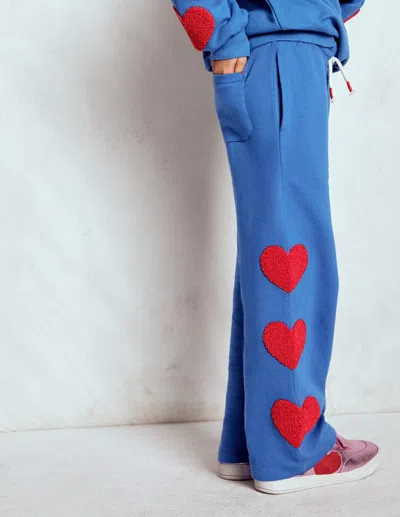 Boden Bobbie Appliqué Sweatpants Bluejay Hearts  In Blue