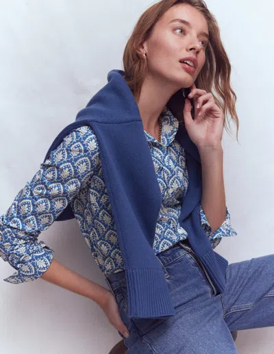 Boden Sienna Cotton Shirt Blue, Petal Terrace  In Blue