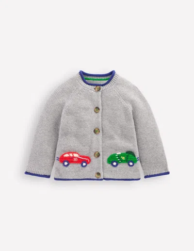 Boden Novelty Logo Cardigan Grey Marl Cars  In Gray