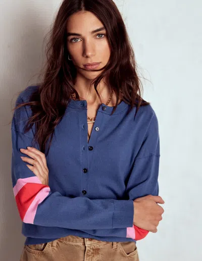 Boden Lara Relaxed Cotton Cardigan Denim Blue