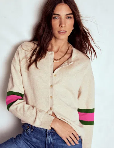 Boden Lara Relaxed Cotton Cardigan Oatmeal Melange  In Brown