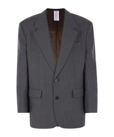Magliano Pinstripe Single Breasted Jacket In Gray