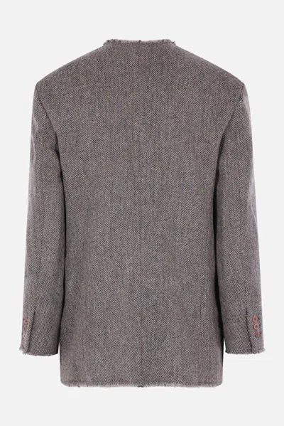 Magliano Herringbone Single Breasted Jacket In Gray