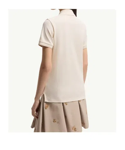 Moncler Logo Cotton Piquet Polo Shirt In Neutral