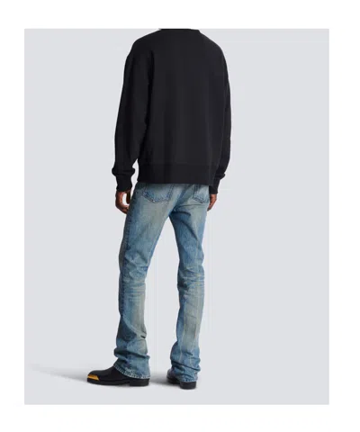 Balmain Paris Logo Intarsia Merino Wool Blend Sweater In Black