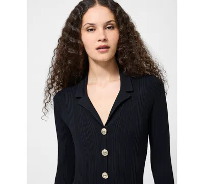 French Connection Long Sleeve Rib Knit Maxi Dress In Black