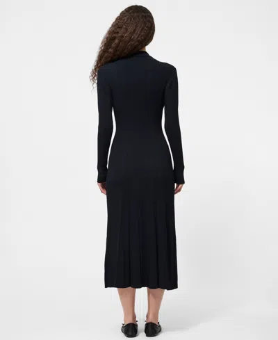 French Connection Long Sleeve Rib Knit Maxi Dress In Black