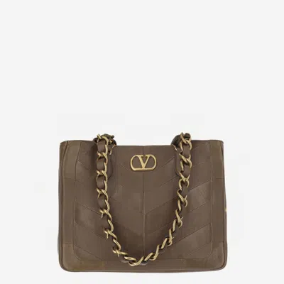 Valentino Brown Laseine Small Shoulder Bag In Brown