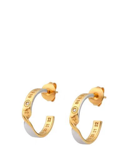 Maison Margiela Numerical Hoop Earrings With Diamond Accessories In Gold
