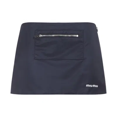 Miu Miu Blue Logo Skirt In Blue