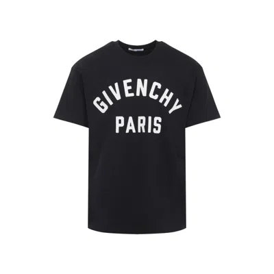 Givenchy Men Black Crewneck T-shirt With Maxi Logo Lettering On The Front In Cotton Man In Black