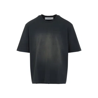 Golden Goose Washed Black Embroidered Logo T-shirt In Black