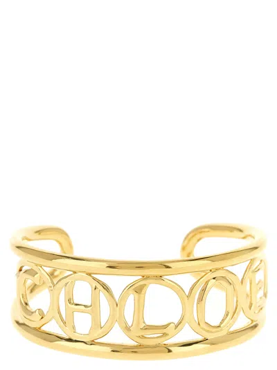 Chloé Golden Script Cuff Bracelet In Gold
