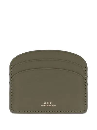 Apc Demi Lune Logo-detail Card Holder In Green