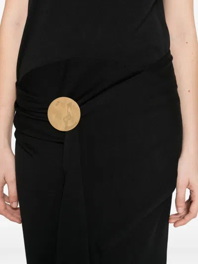 V领垂坠超长连衣裙