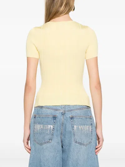 Self-portrait Lace Knit Top In Yellow