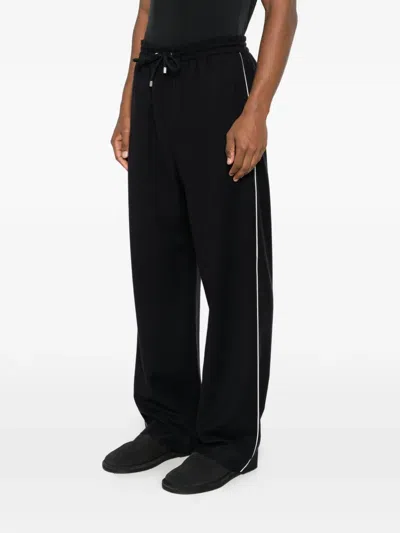 Loewe Men Wool Drawstring Trousers In Black