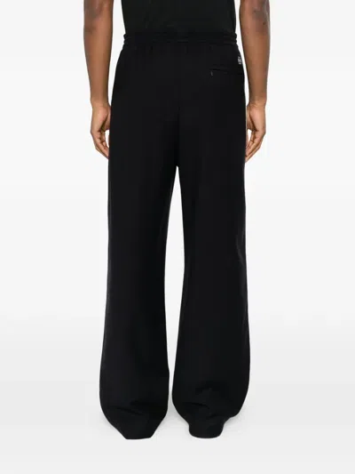 Loewe Men Wool Drawstring Trousers In Black