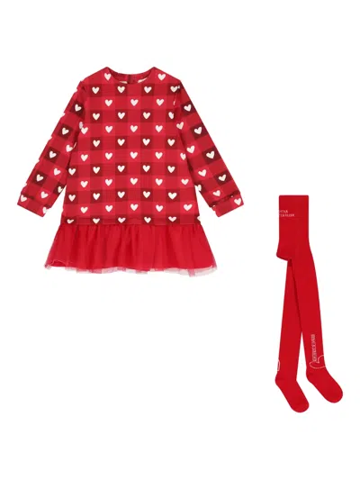 Agatha Ruiz De La Prada Heart Check Dress Set In Red