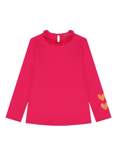 Agatha Ruiz De La Prada Glittery-hearts Ruffled Jersey In Pink
