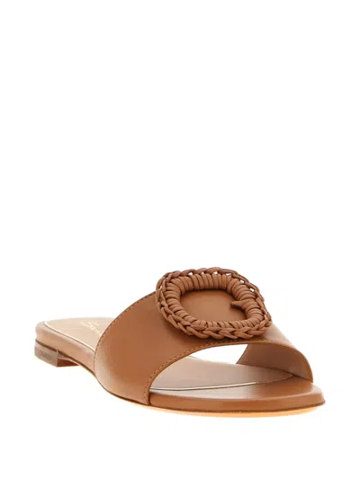 Santoni Corolle Woven Sandals In Brown