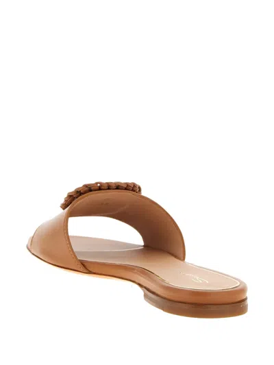 Santoni Corolle Woven Sandals In Brown