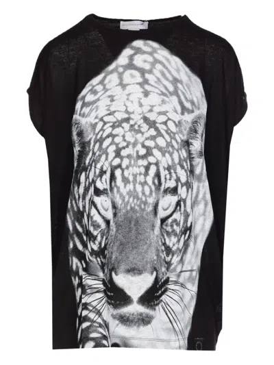Stella Mccartney Leopard-print T-shirt In Black
