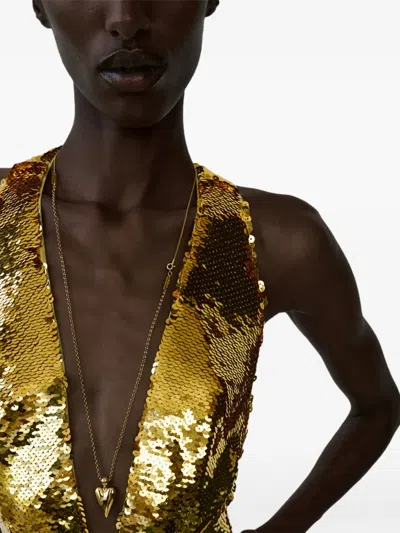 The New Arrivals Ilkyaz Ozel Olympia Sequin-embellishment Maxi Dress In Gold