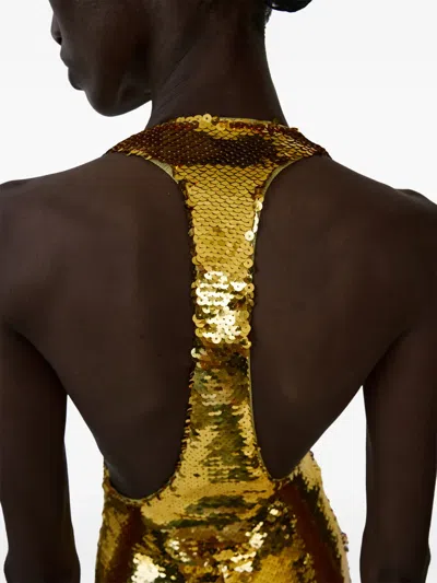 The New Arrivals Ilkyaz Ozel Olympia Sequin-embellishment Maxi Dress In Gold