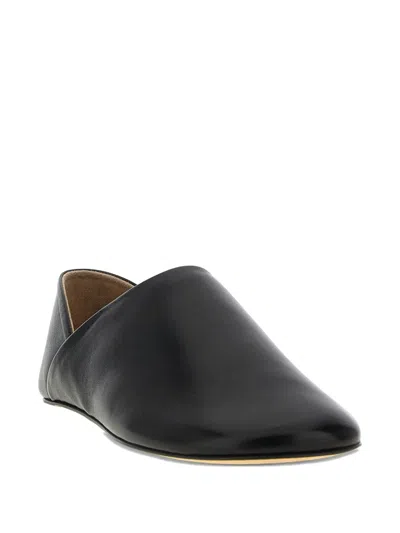 Jw Anderson Babouche Flat Leather Mules Round Toe In Black