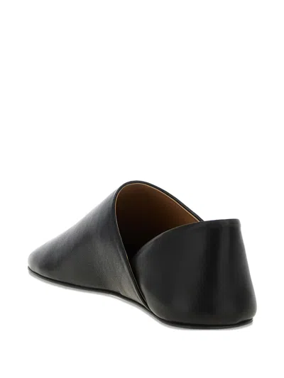 Jw Anderson Babouche Flat Leather Mules Round Toe In Black