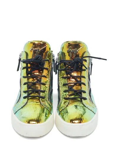 Pre-owned Giuseppe Zanotti Vintage Kriss Leather Zip-detail Sneakers In Gold