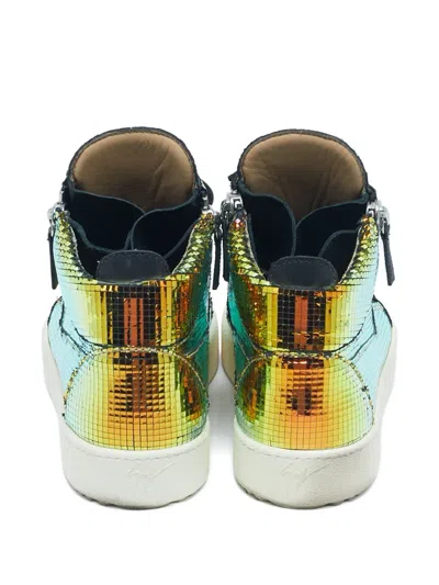 Pre-owned Giuseppe Zanotti Vintage Kriss Leather Zip-detail Sneakers In Gold