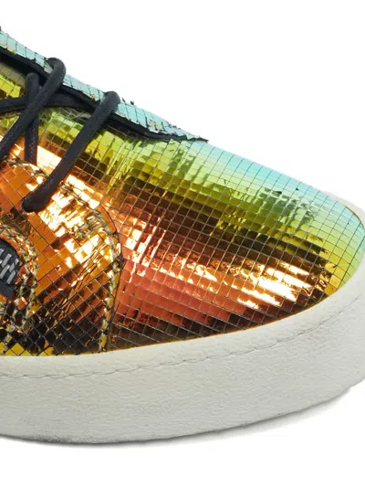 Pre-owned Giuseppe Zanotti Vintage Kriss Leather Zip-detail Sneakers In Gold