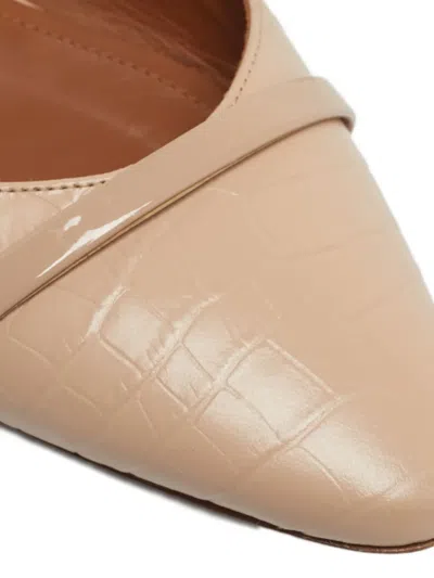 Pre-owned Malone Souliers X Roy Luwolt Marion Croc-embossed Slingbacks Shoes In Neutral