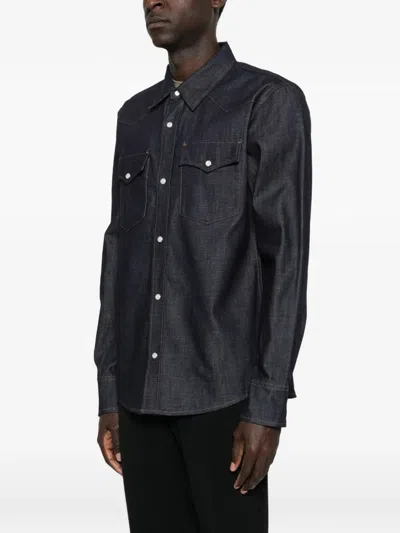 Apc Western Long-sleeved Shirt In Black