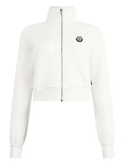 Philipp Plein Zipped Sweatshirt In White