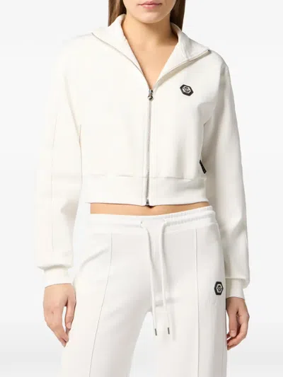 Philipp Plein Zipped Sweatshirt In White