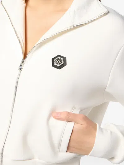 Philipp Plein Zipped Sweatshirt In White